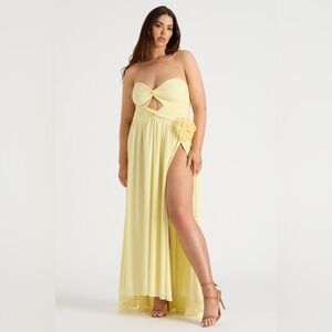 Runaway The Label Rosette Butter Yellow Gown
